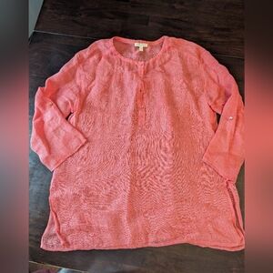 Eileen Fisher 100% Gauzy Linen Tunic, Women's Small, Salmon